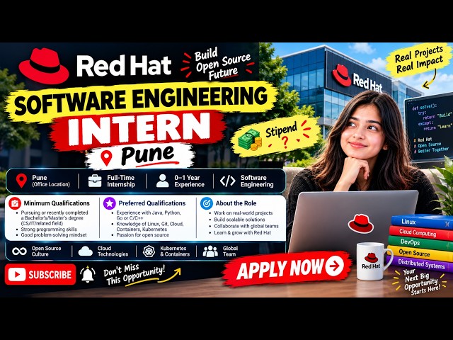 Red Hat Internship 2026 🚨 | Software Engineering Intern | Pune & Bangalore | Apply Now#hiring #job