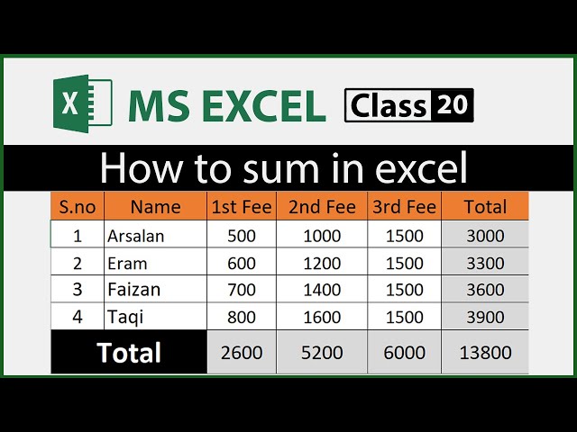 How to Sum in Excel
