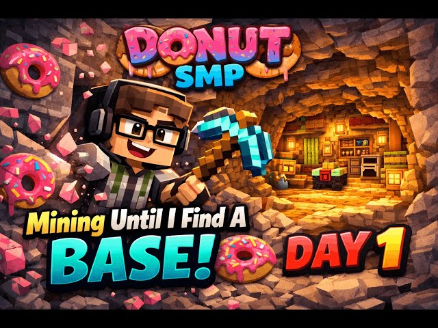 MINING UNTIL I FIND A BASE! ⛏️ | DONUT SMP LIVE DAY 1