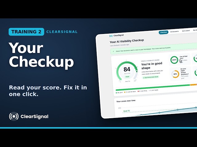 How to Read Your AI Visibility Checkup & Use One-Click Fixes | ClearSignal Training 2