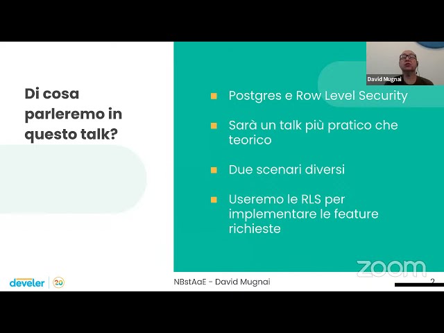 Webinar Live | Niente bug se ti affidi all’elefante: postgreSQL e la row-level security- D. Mugnai