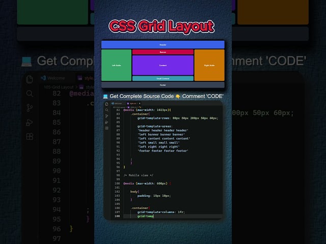 CSS Grid Layout 🔥 | HTML & CSS | Modern Web Layouts 💻✨