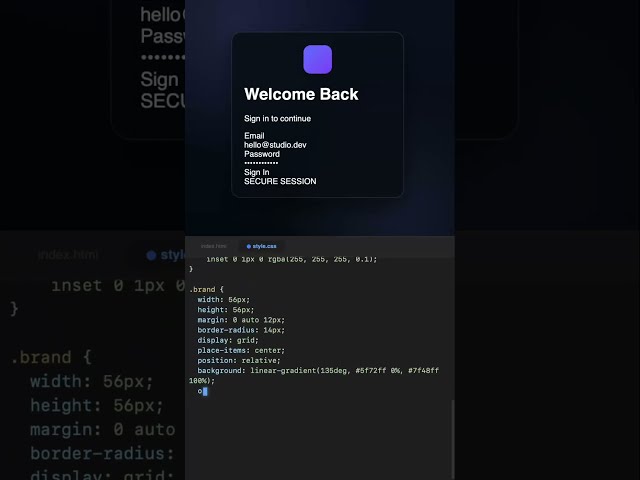 CSS For A Login Page  #coding #programming #css #shorts