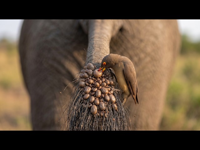 African Elephant vs  Oxpecker I Symbiosis or Parasite #oddlysatisfying