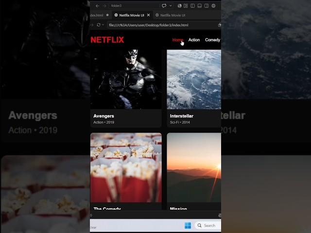 🔥 Netflix Movie UI 😍 | Cinema Experience in Your Browser! 🎬 #Shorts