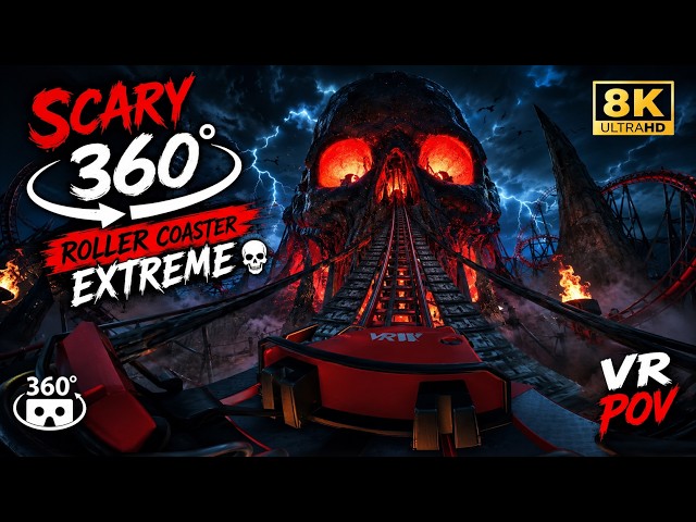 Scary 360 roller coaster Extreme 💀 POV VR 8K