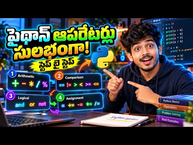పైథాన్ Operators సులభంగా నేర్చుకోండి 🔥 | Python Operators in Telugu | Step by Step