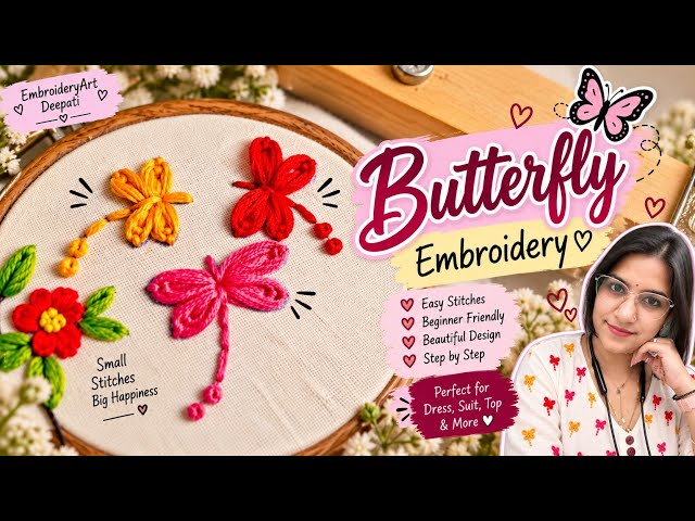 Beautiful Butterfly Embroidery 🦋 | Easy Hand Embroidery Tutorial | Step by Step