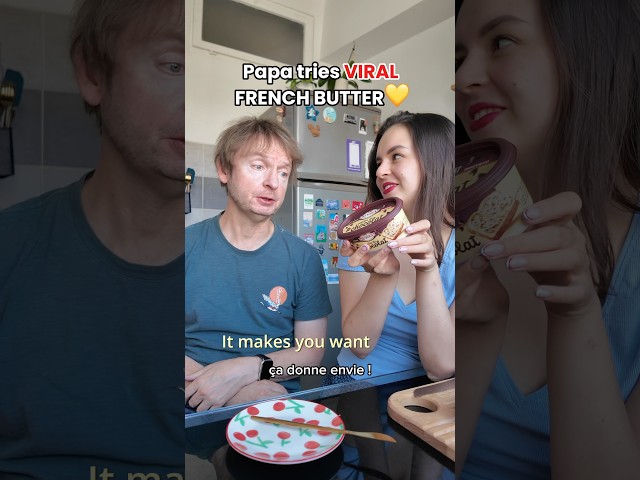 My Papa tries France’s Viral Chocolate Chip Butter 🧈🍫 #french #frenchfood #viralfood