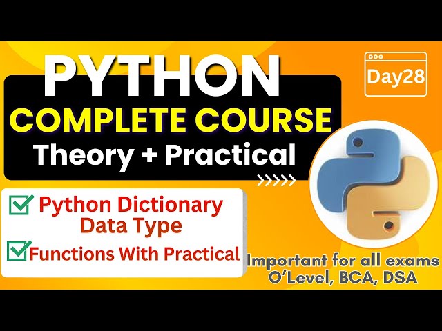 Python Dictionary Data Type | Functions of Dictionary | Python Complete Course for Beginners - Day28