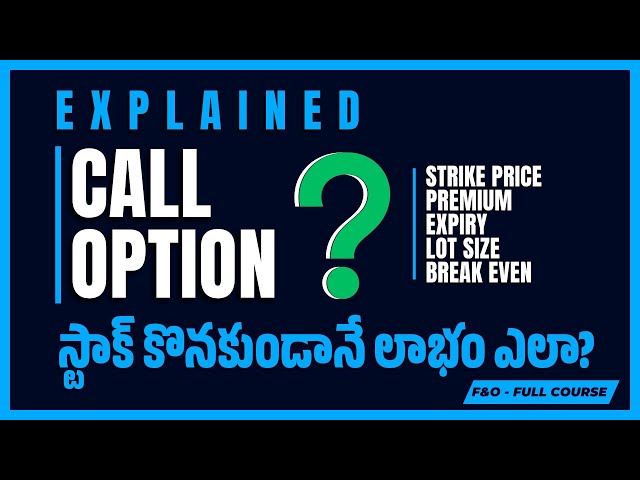 Call Option Explained in Telugu | Beginners Guide to Options Trading