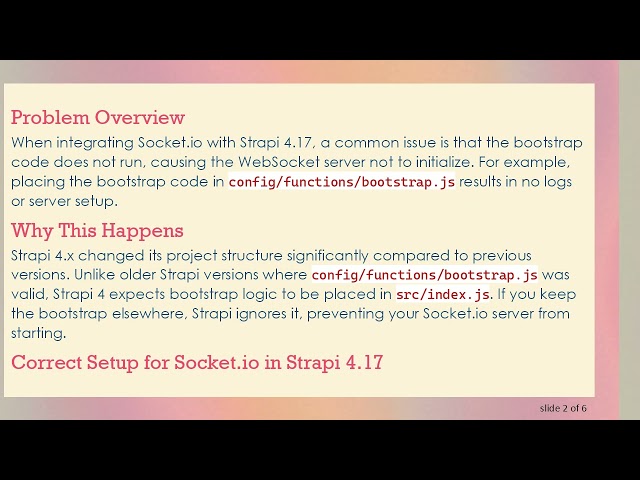 Implementing Socket.io in Strapi 4.17: Correct Bootstrap Setup