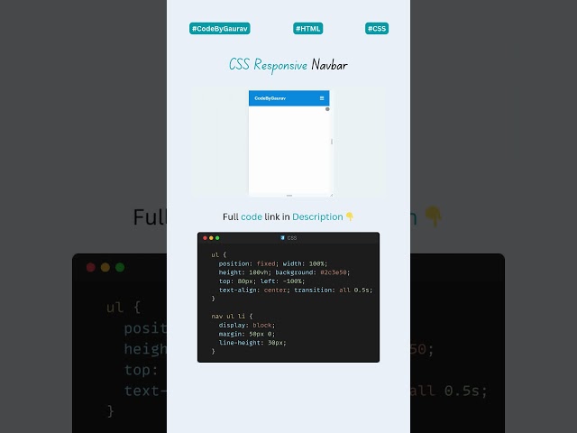 🌐 Fully Responsive Navbar Using HTML & CSS – Must Try! #webdevelopment #coding #navbar #css #shorts