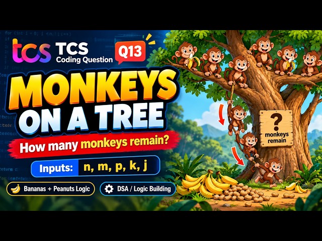 TCS Coding Question 13 | Monkeys on a Tree 🐒 | Java Logic Building & Interview Preparation