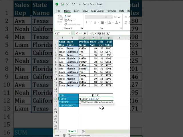 You’re Using the WRONG SUM Formula in Excel!  #exceltips