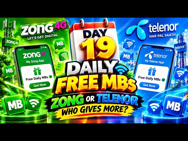 🔥 19 DAYS OF FREE MBs 😱 | Zong vs Telenor — Who Gives MORE Internet? 🏆 | Daily Challenge