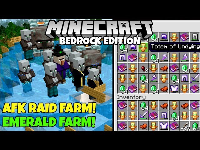 Minecraft Bedrock: Fully AFK RAID FARM! 1,400 Emeralds/Hr! Pillager Outpost Farm