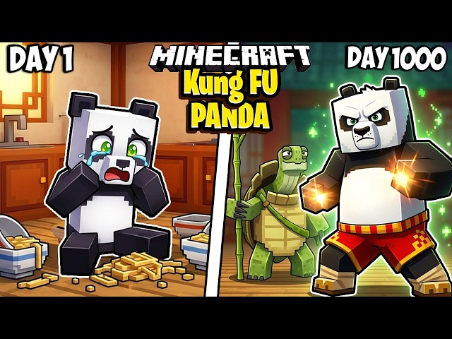 I Survived 1000 Days as KUNG FU PANDA in Minecraft