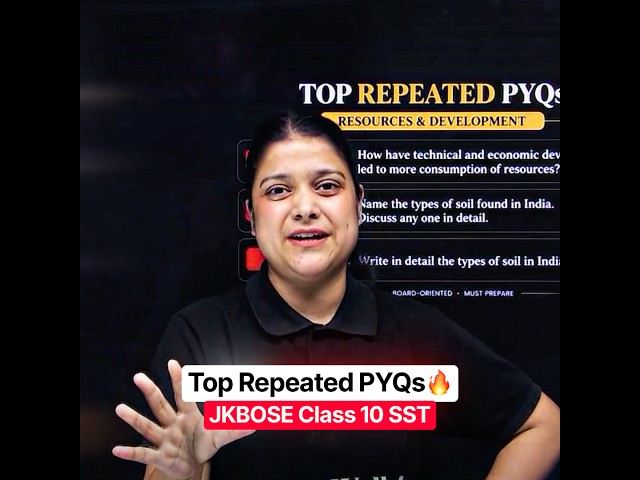 Top Repeated PYQs for JKBOSE Class 10 SST 🚨 #jkbose #shorts #pw