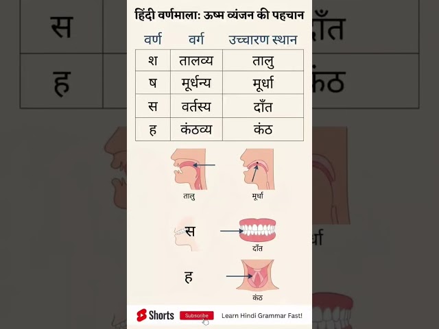 #ऊष्म व्यंजन हिंदी वर्णमाला