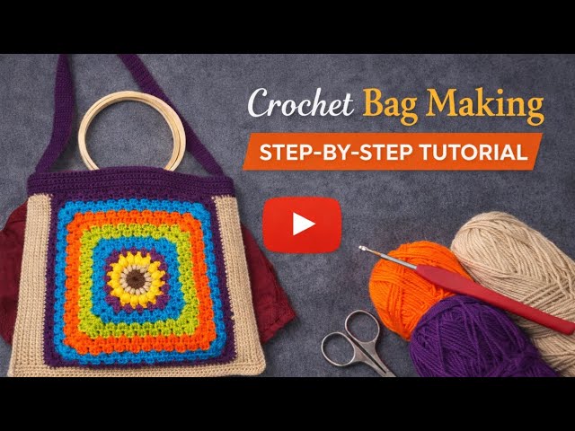 ⚡️ Easy Crochet Bag Making 👜 | Step-by-Step Granny Square Bag Tutorial for Beginners