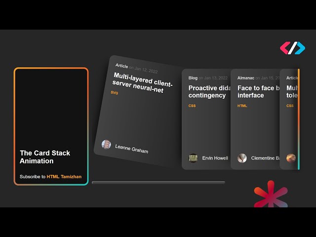 Card Stack Animation using HTML and Pure CSS | CSS Tricks