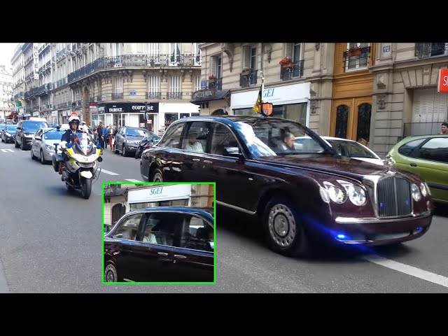 Queen Elizabeth II enormous  convoy in Paris.