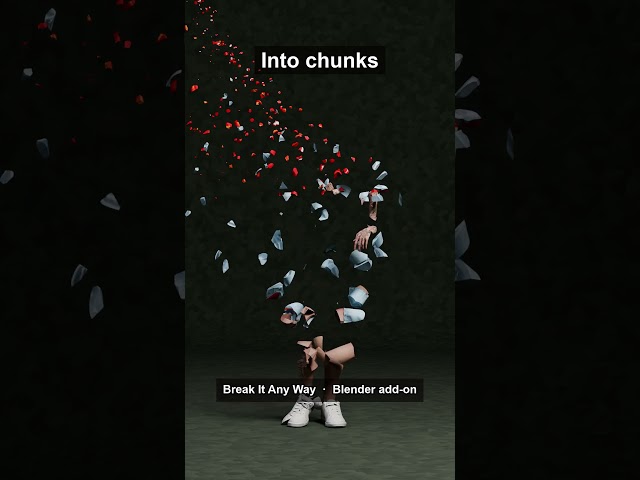 Blender Disintegration Effect in One Click: Dust, Chunks or Shards