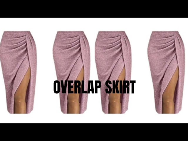 HOW TO CUT AND SEW AN ELEGANT OVERLAP SKIRT WITH FRONT SLIT