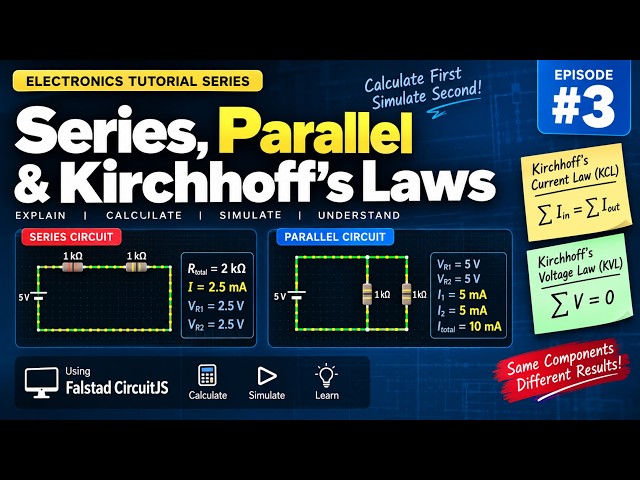 Electronics Tutorial #3: Series, Parallel & Kirchhoff’s Laws | Falstad CircuitJS