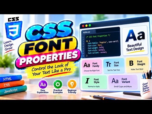 CSS Font Properties आसान भाषा में | Font Family, Size, Weight और Style | CSS Tutorial