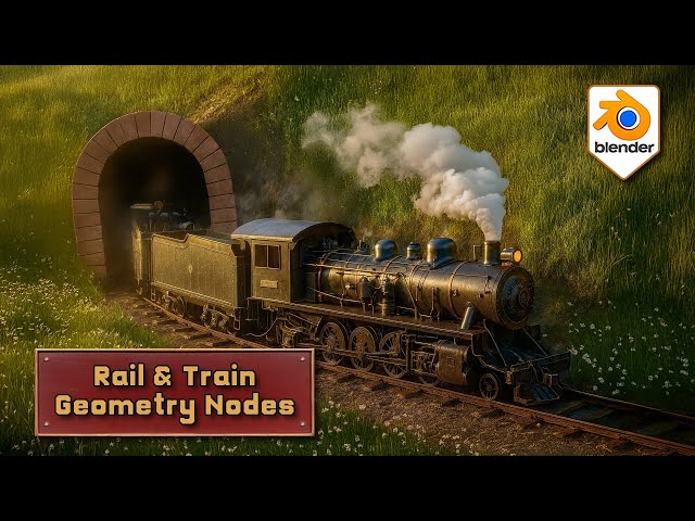 Build Railways in Minutes — Blender Geometry Nodes Train & Tracks (Loop-Ready)