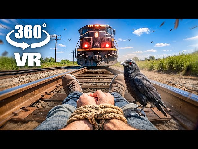 360° VR - YOU'RE Tied to the Tracks! A Train is Coming!
