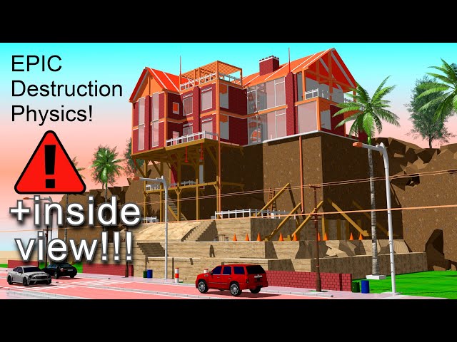 3D Hollywood Mansion: Landslide Simulation + Inside View!