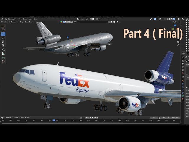 Airplane 3D modeling process ( DC-10 ). Blender. Part - 4/4