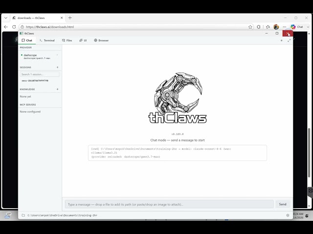 Windows setting thClaws AI providers