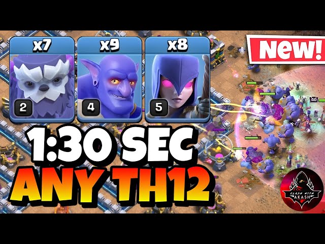 Th12 Yeti Bowler Witch Attack With 6 Bat Spell | Best Th12 Attack Strategy in Clash of Clans