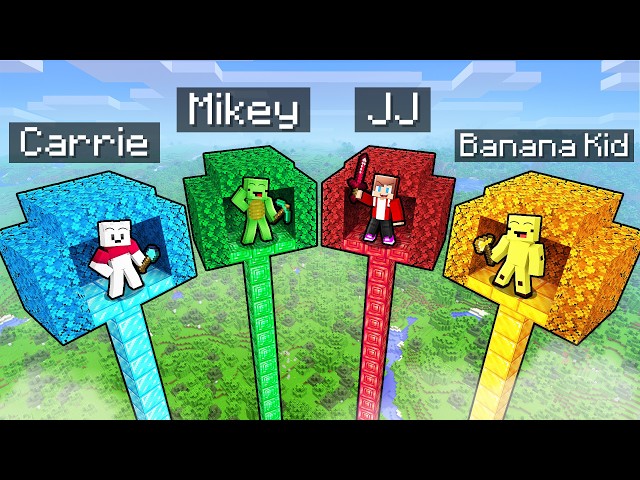 JJ and Mikey vs Friends: TREE BASE BATTLE in Minecraft!
