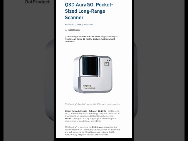 🚨New Camera Alert🚨 Announcing Support for the New AuraGO LiDAR from @Q3DSENSING! Link in descript.