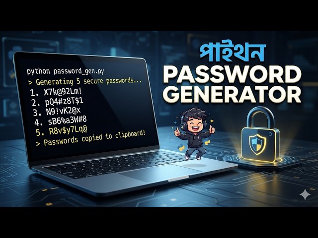 Python-এ Password Generator তৈরি করুন! (Step-by-Step Project) | Python tutorial for beginners Bangla