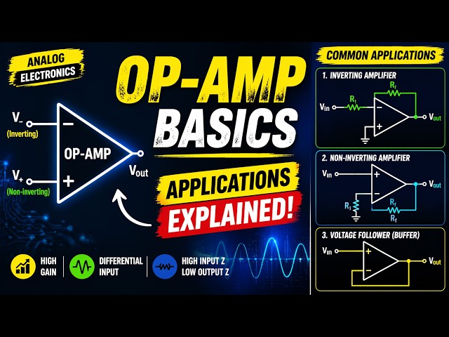 741 Op-Amp Complete Guide: Internal Circuit, Inverting & Non-Inverting Amplifiers (Without music)