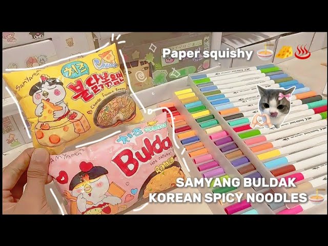 BULDAK NOODLES paper squishy🍜🧀♨️ | pink/cheese🧀||🌱 paper squishy TT ‼️|~Nusrat~🪷💅🏻