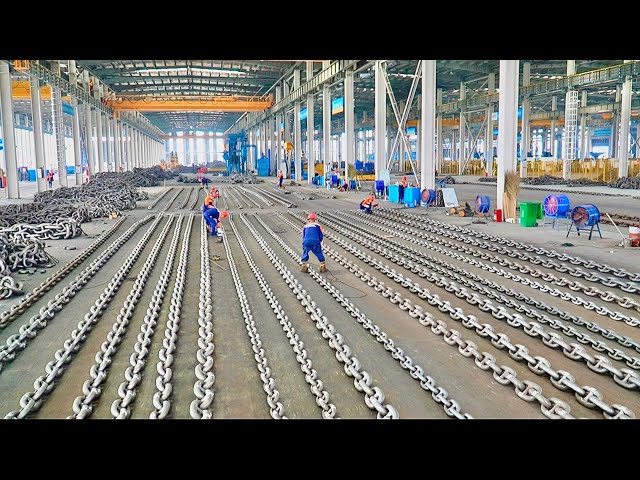 The process of batch forging anchor chains in Chinese factories