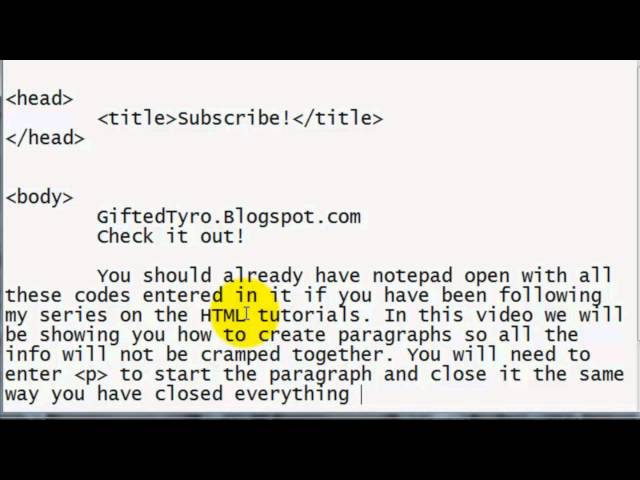 HTML Tutorial: Programming Paragraphs