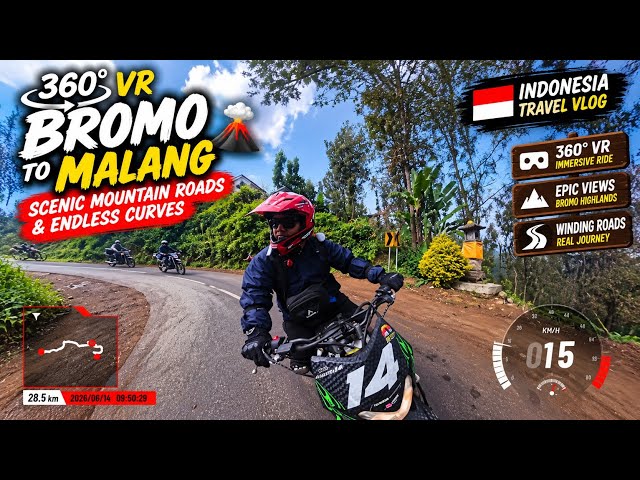 [41] 360° VR Bromo Journey 2026 | Bromo to Malang 🌋🏍️ | Scenic Mountain Roads & Endless Curves
