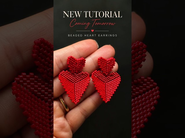 Beaded Heart Earrings ❤️ New Tutorial Coming Tomorrow! #shorts #beadingtutorial
