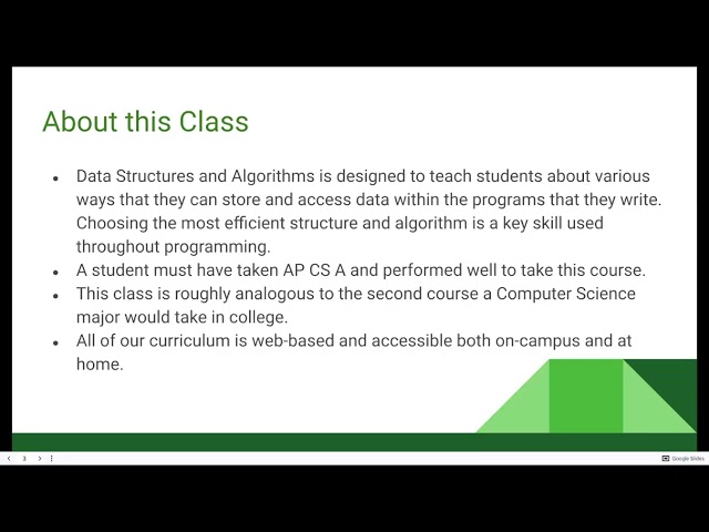 VCHS Data Structures and Algorithms Back to School Night 2026-2027