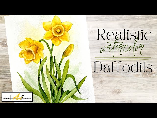 Draw and Paint Realistic Spring Daffodil! Watercolor Flower Tutorial!