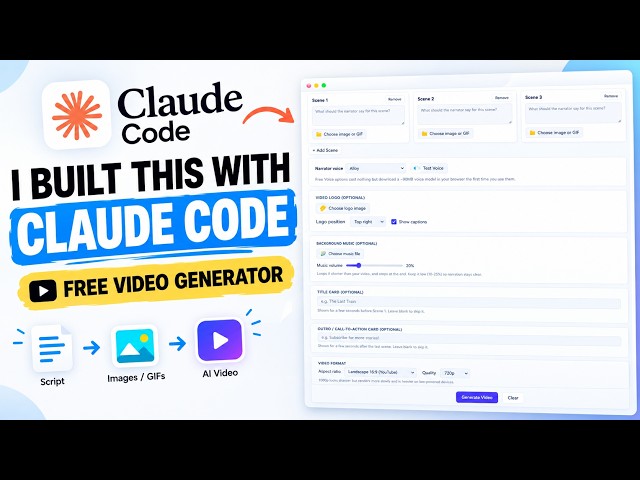 Free AI Video Generator with Claude Code — Full Build & Demo
