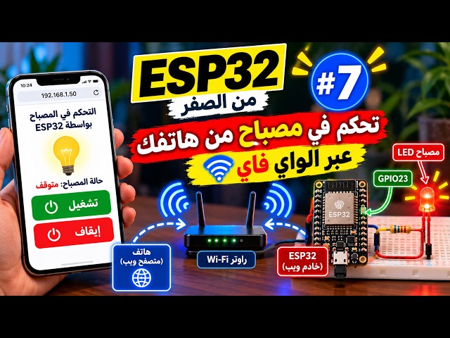 تحكم في مصباح من هاتفك عبر الواي فاي 📱💡 | ESP32 من الصفر #7